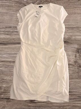 Express Ivory Wrap-Detail Mini Dress